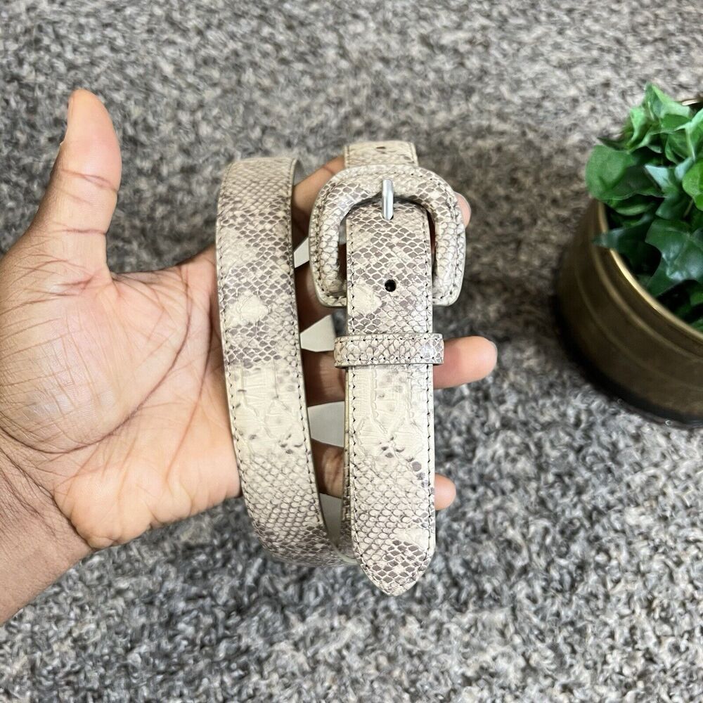 Women’s Vegan Leather Waist Belt Snake Skin Brown Classic Size L (36-40”) New